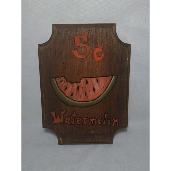 Vintage Handmade Hand Painted Watermelon Wooden Sign Rustic Cottage Kitchen - Picture 1 of 7